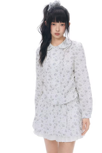 Pony Print Shirt and Skirt Matching Set