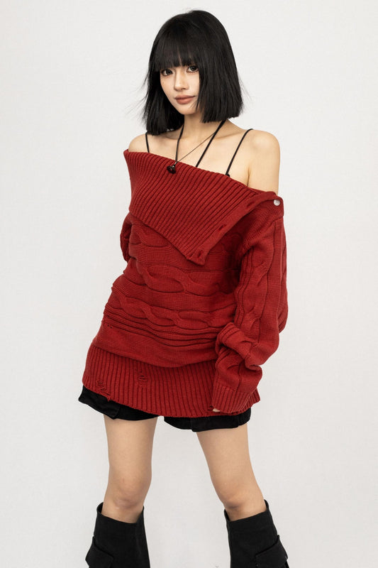 Slanted Shoulder Heavy Top