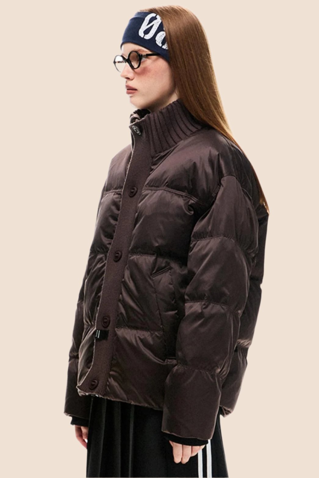 Contrast Stitching Padded Down Jacket