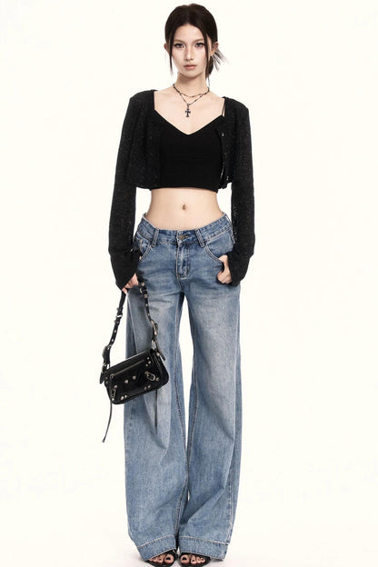 Black Loose Knit Sun Top