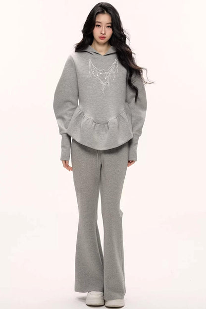 Flower Bud Hooded Sweatshirt Set-Up
