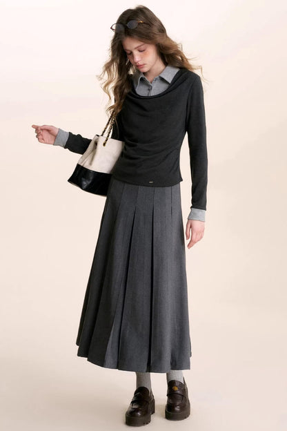 Plaid Patchwork Woolen Skirt