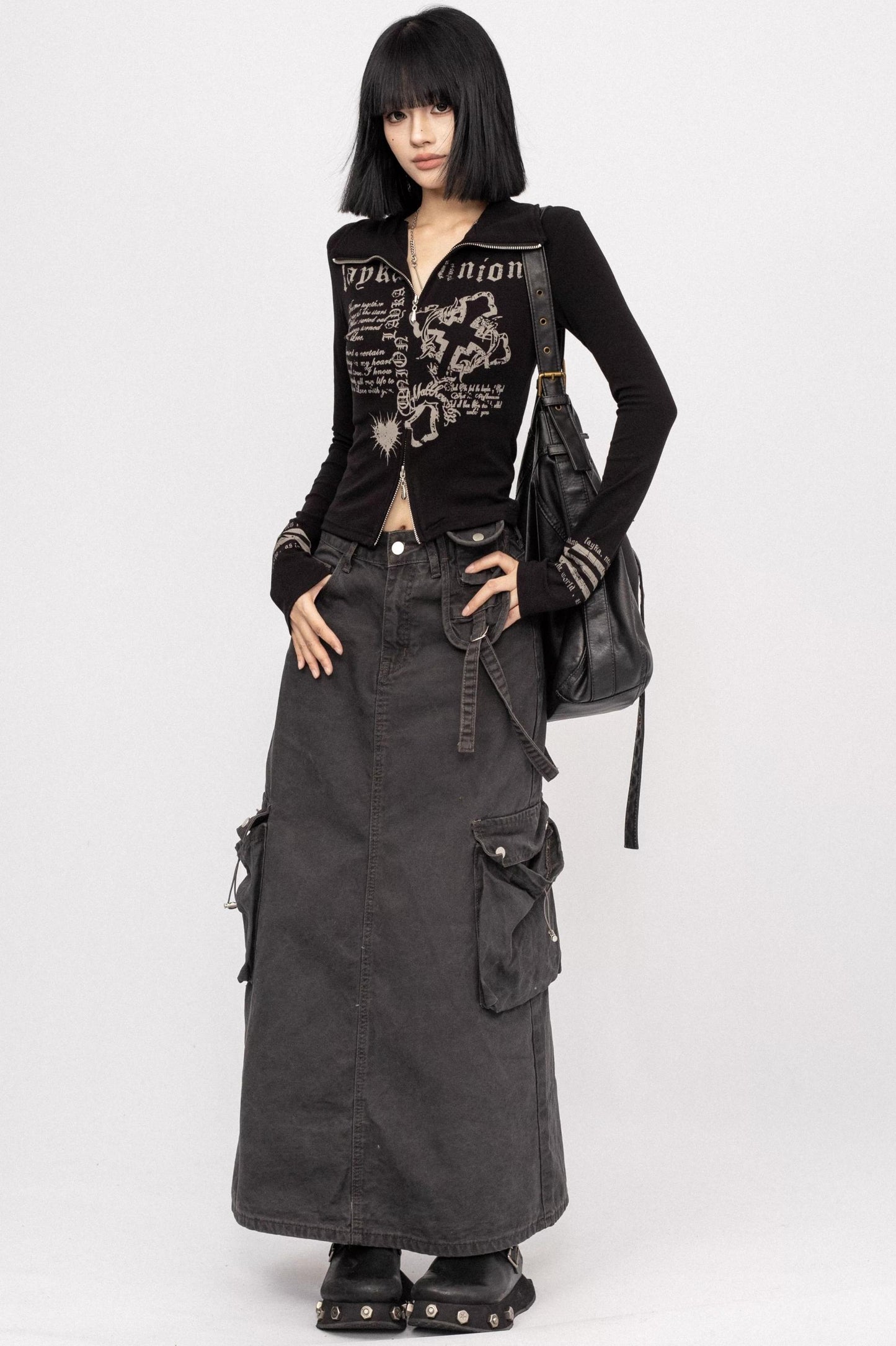 American Vintage Spice Monogram Black Long Sleeve Top