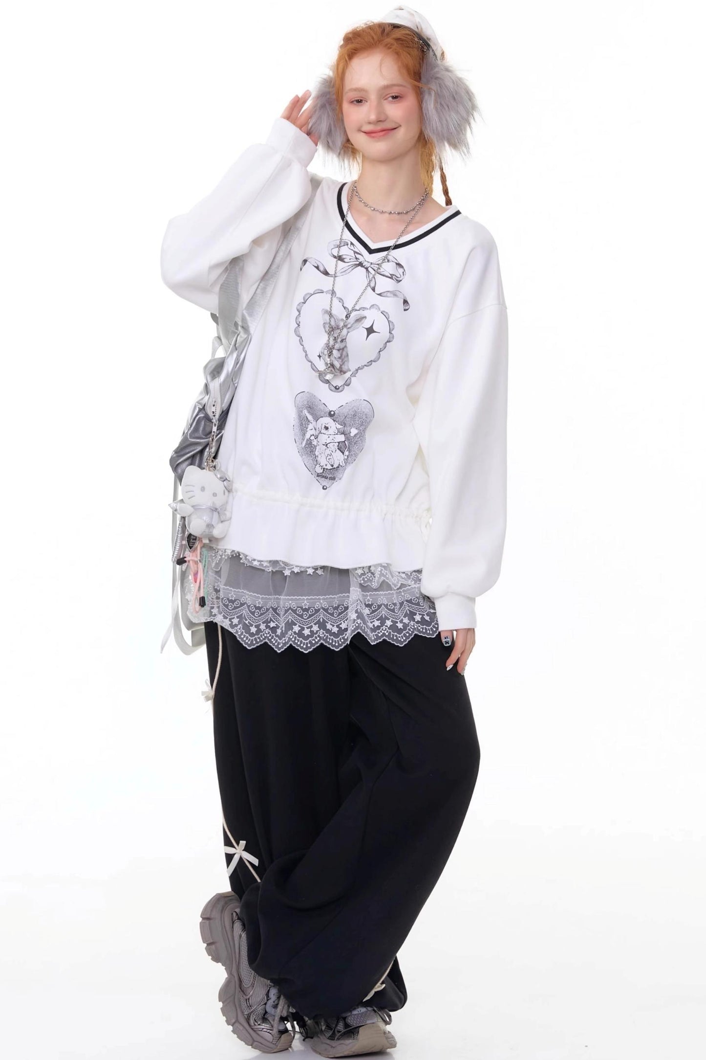 High-Waisted Wide-Leg Sports Sweatpants