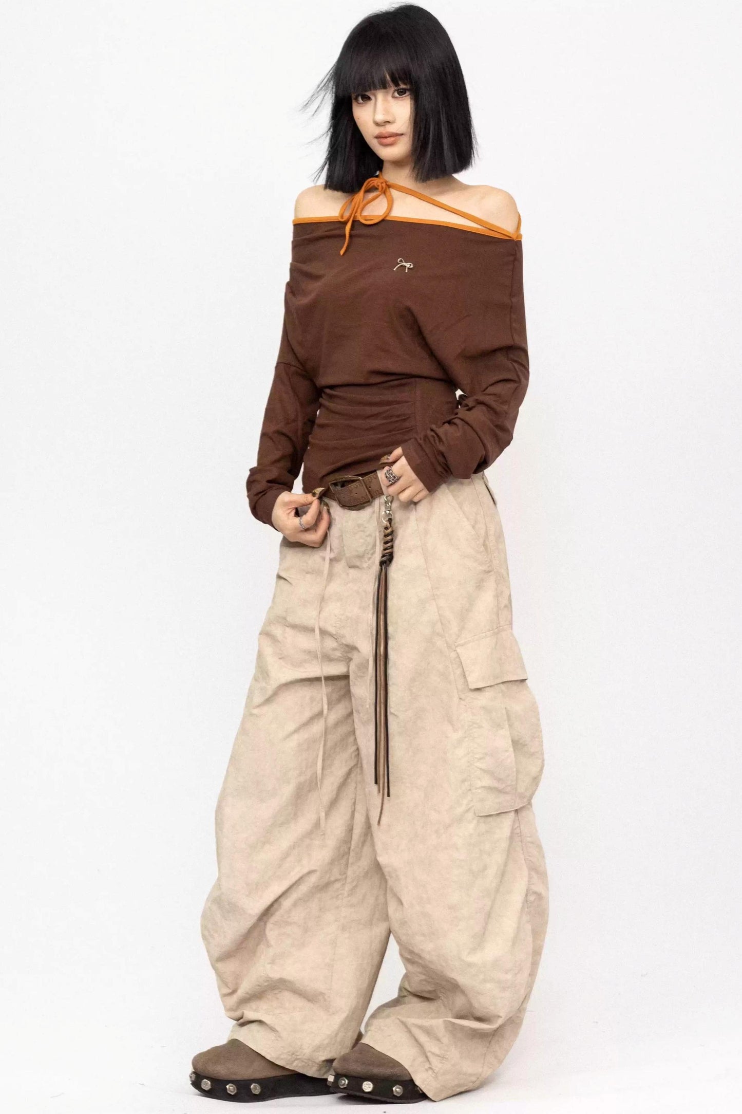 Lace-Up Off-Shoulder Top