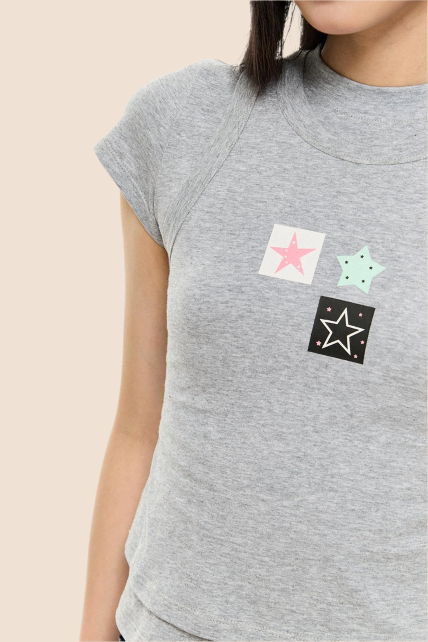 Slim Gray Square Crop Tee