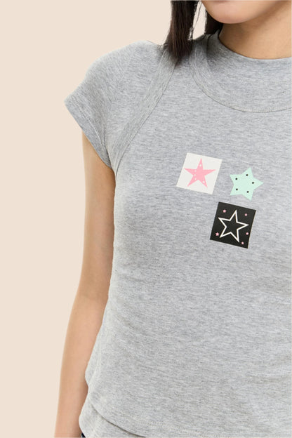 Slim Gray Square Crop Tee