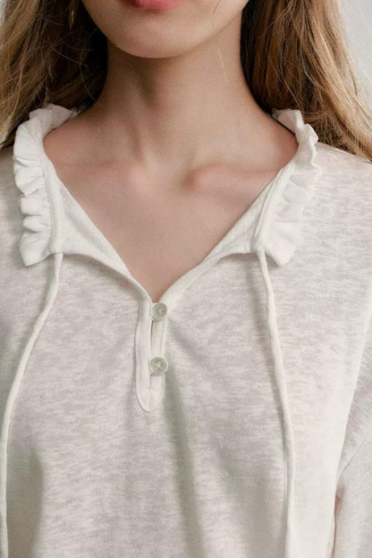 Hollow Floral Tie-Up Blouse