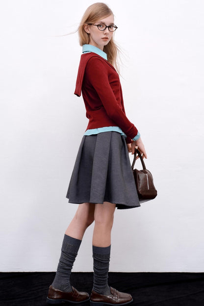 Casual Navy Collar Pullover Sweater