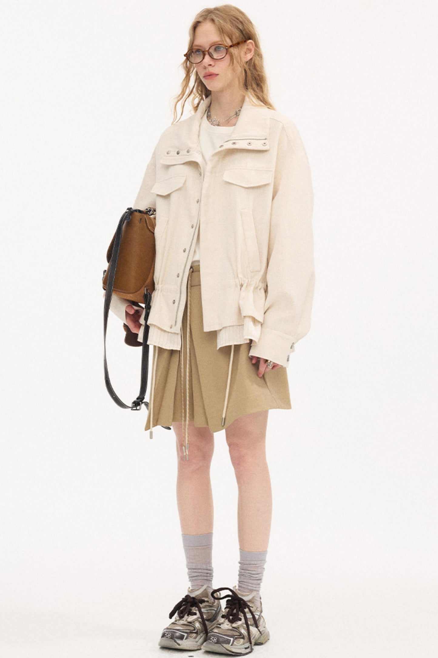 Stand Collar Patchwork Jacket