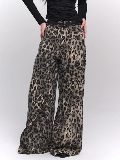 Leopard Print Wide-Leg Pants