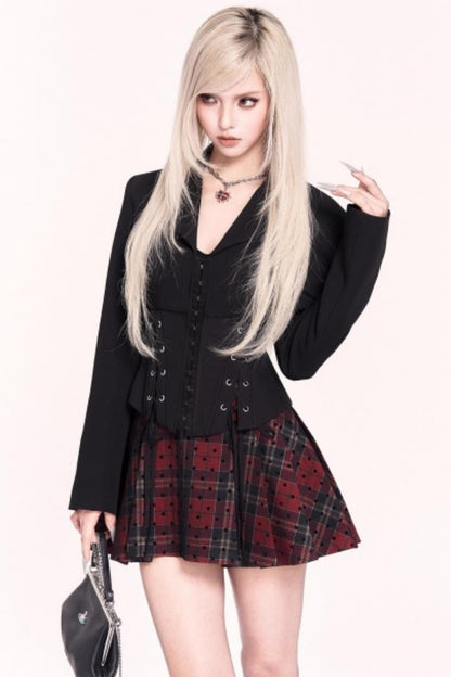 Slimming Black Lace-Up Blazer