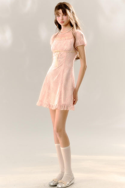 Butterfly Lace Summer-Autumn Short Dress