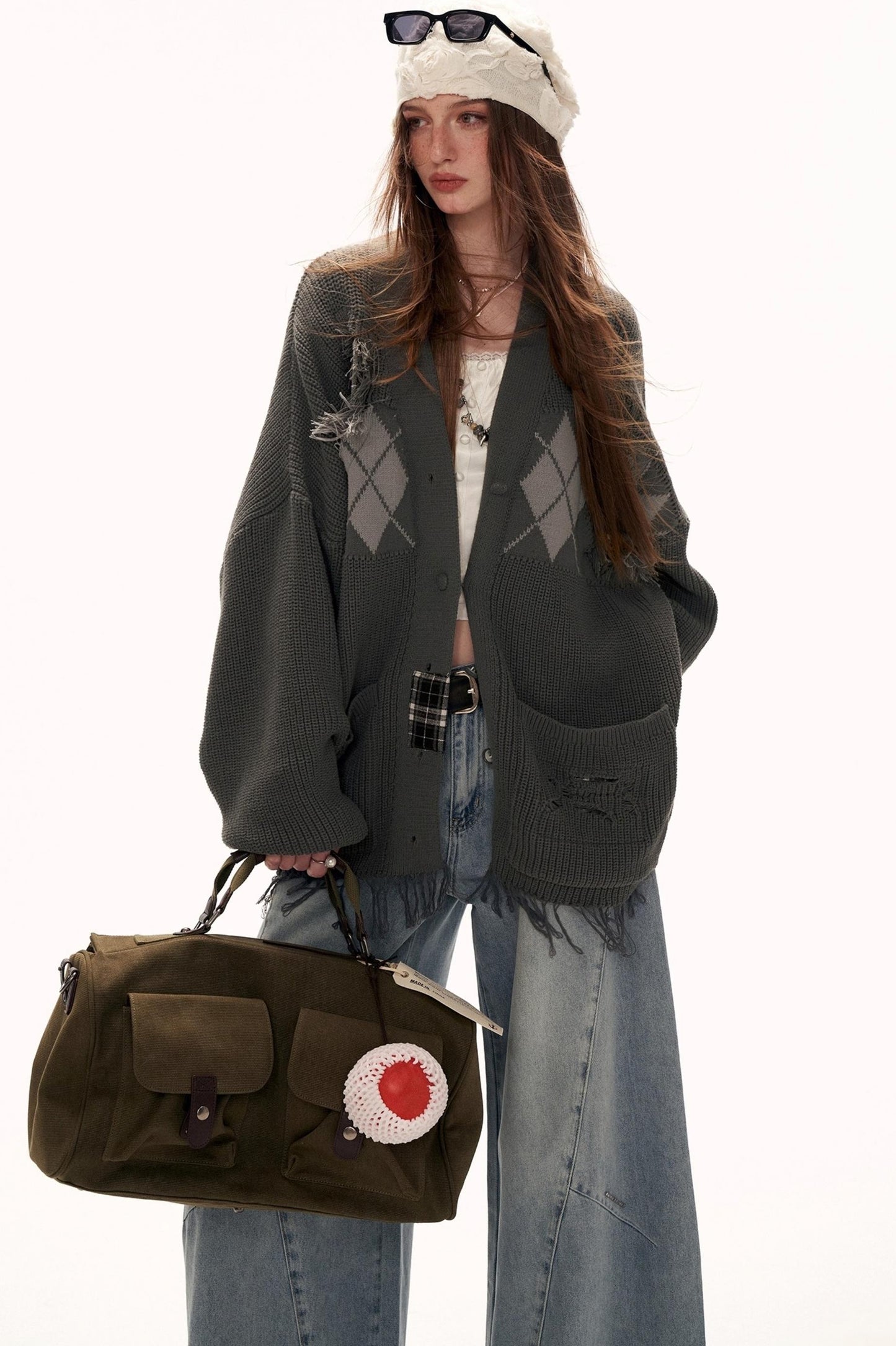 Patchwork Tassel Knit Sweater Jacket