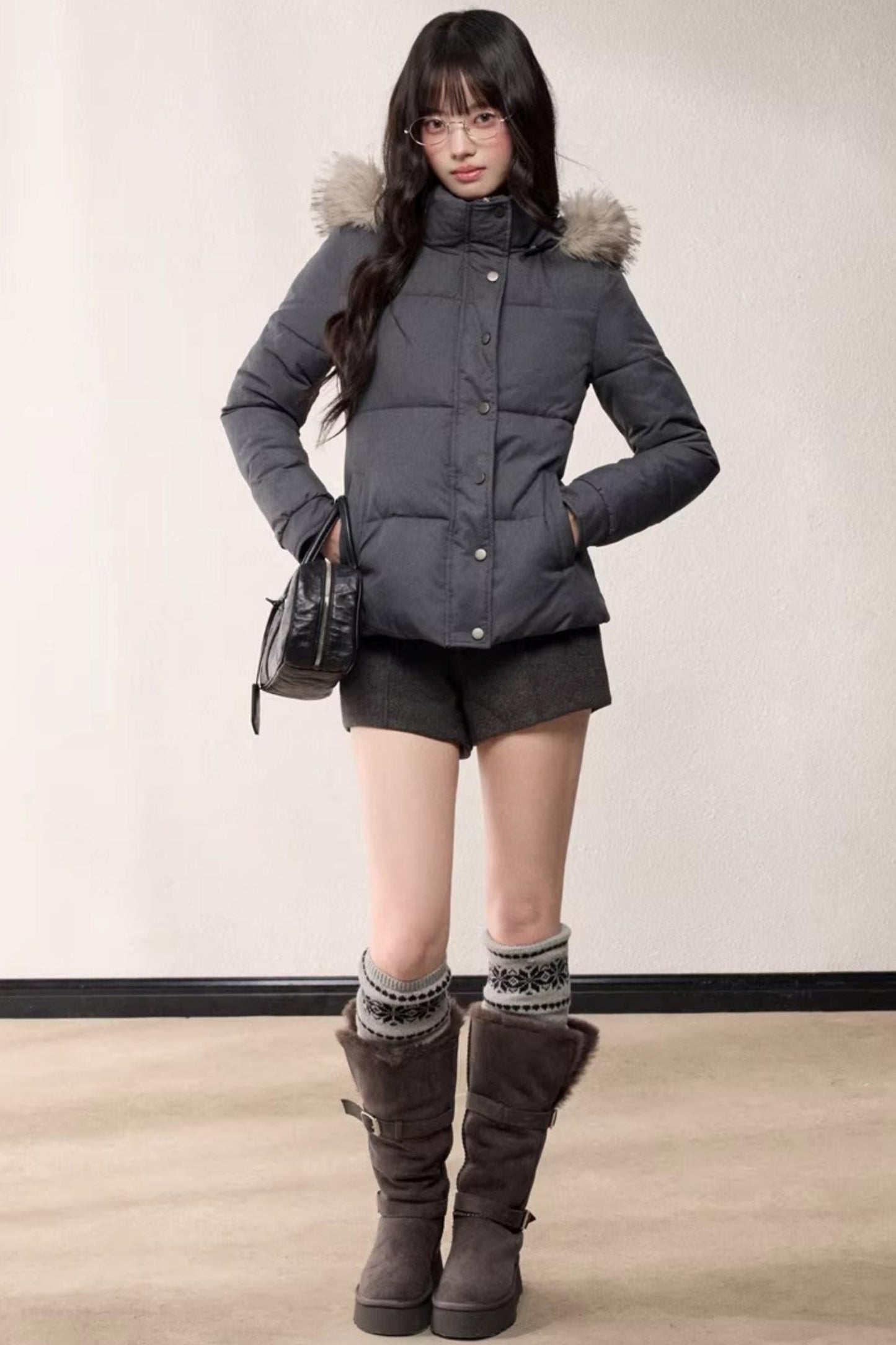 Stand-Up Fur Collar Down Jacket