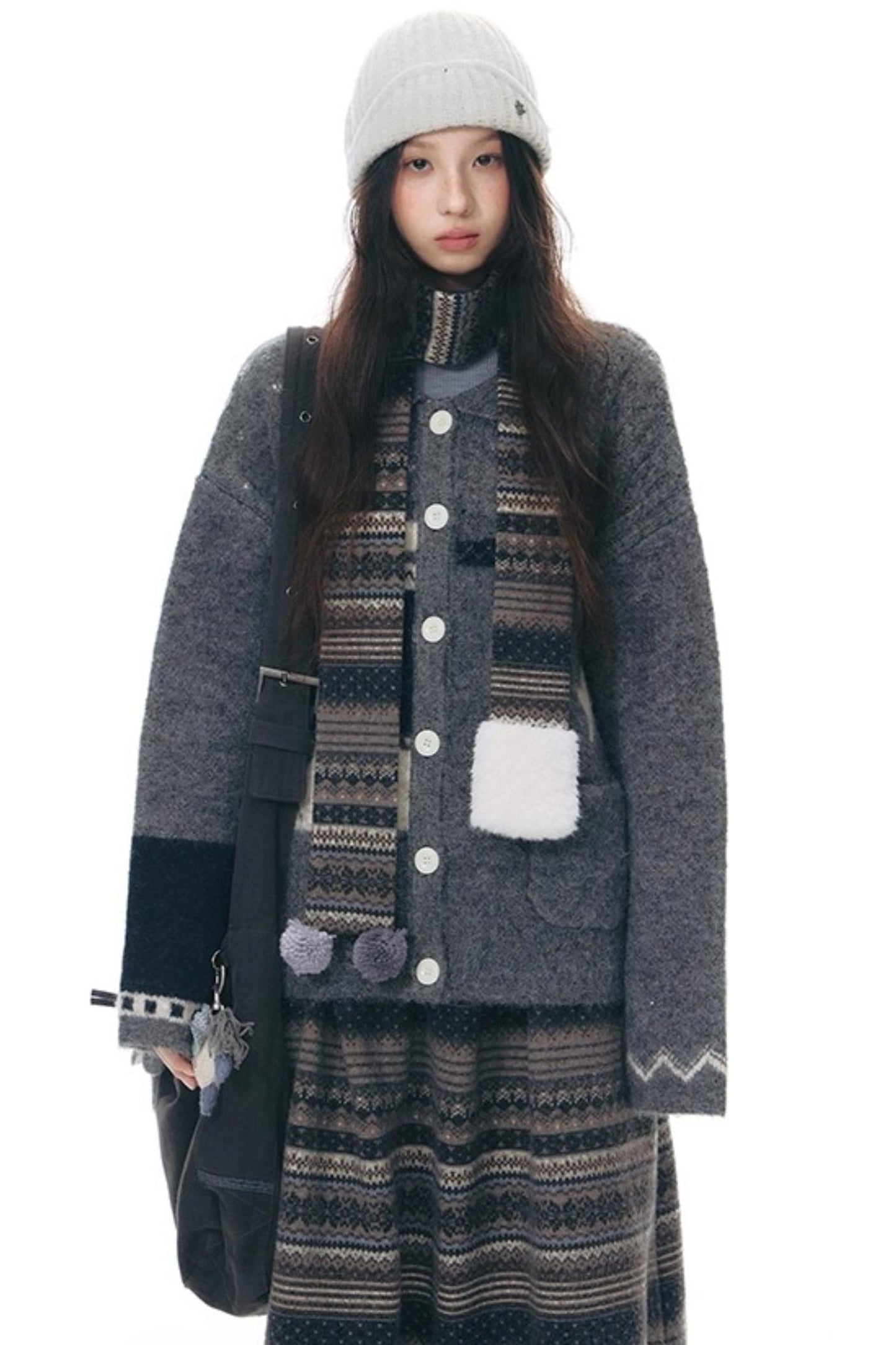 Doll Collar Knitted Cardigan