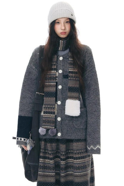 Doll Collar Knitted Cardigan