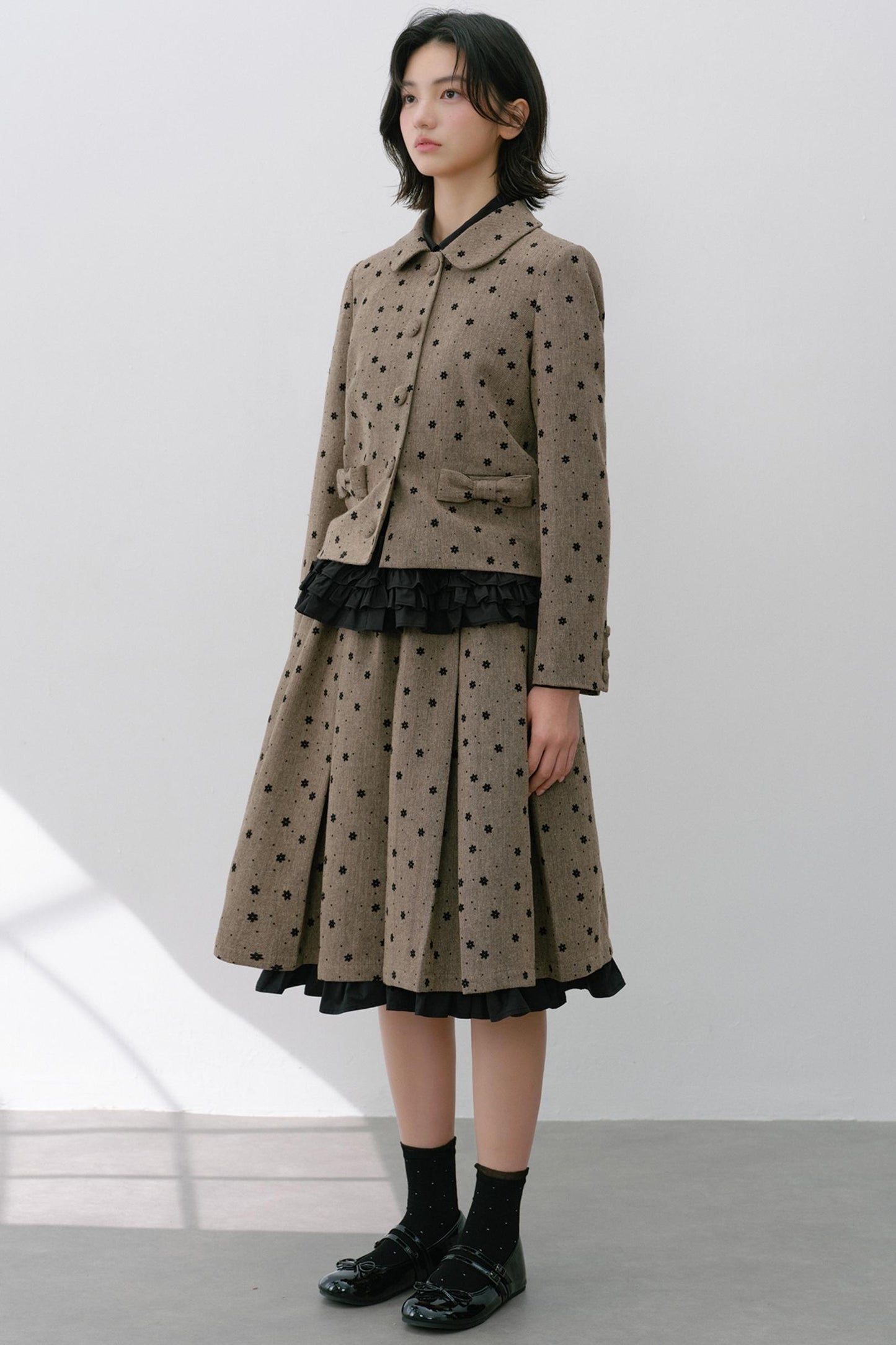 Elastic Pleated Skirt Suit Set-Up