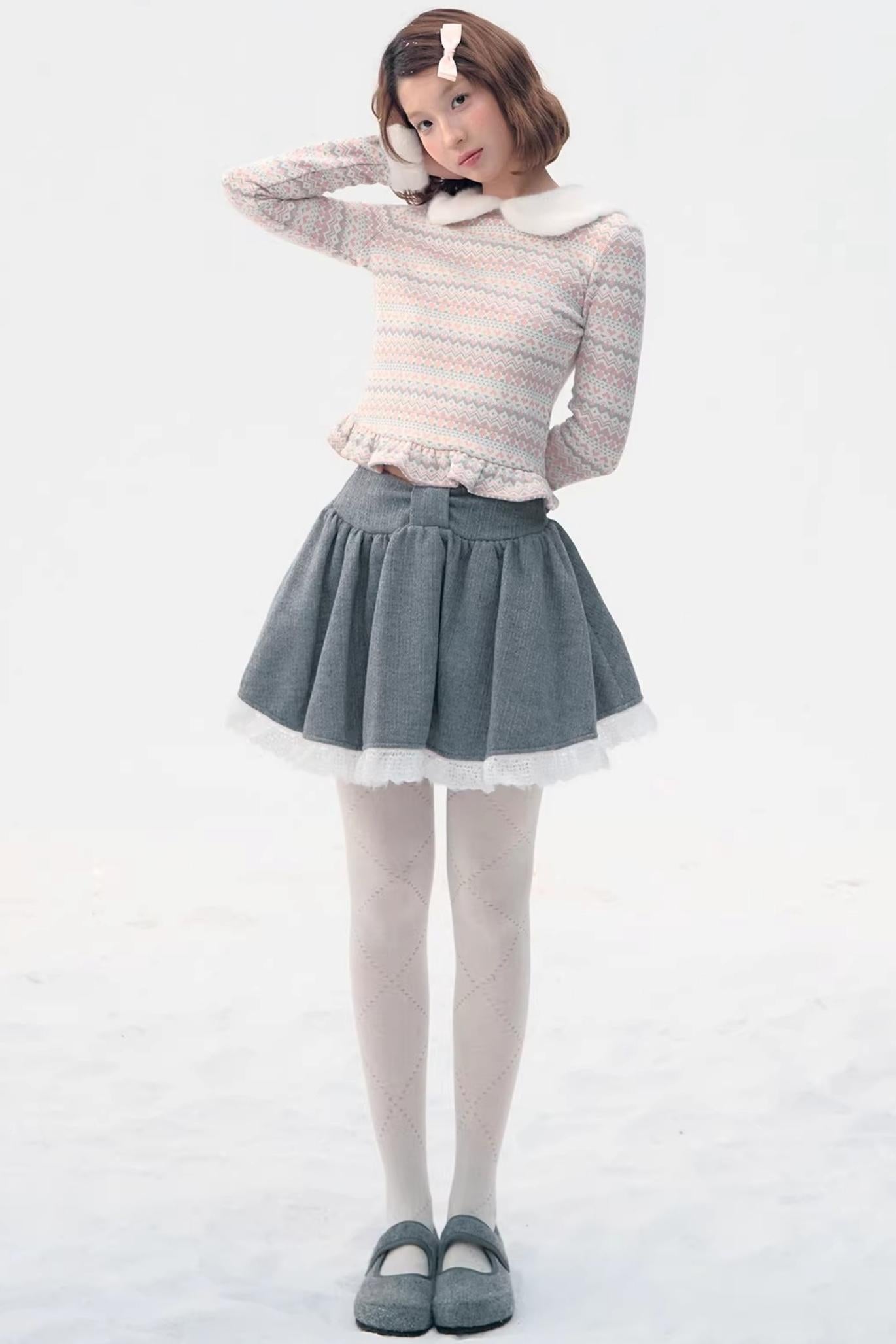 Fair Isle Polka Dot Knit Top