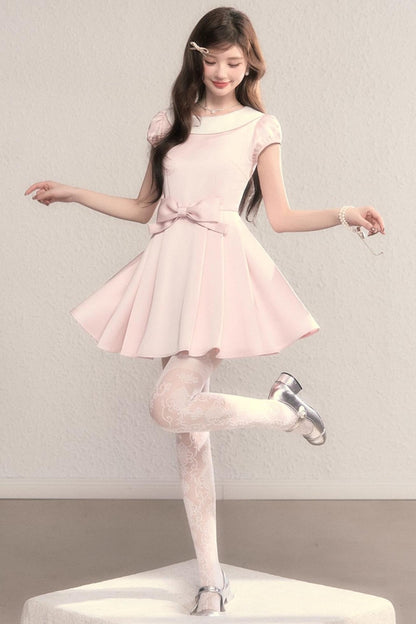 French Princess Satin Bow Dress