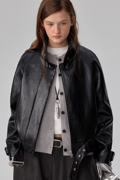 Heavy-Duty Black Leather Jacket
