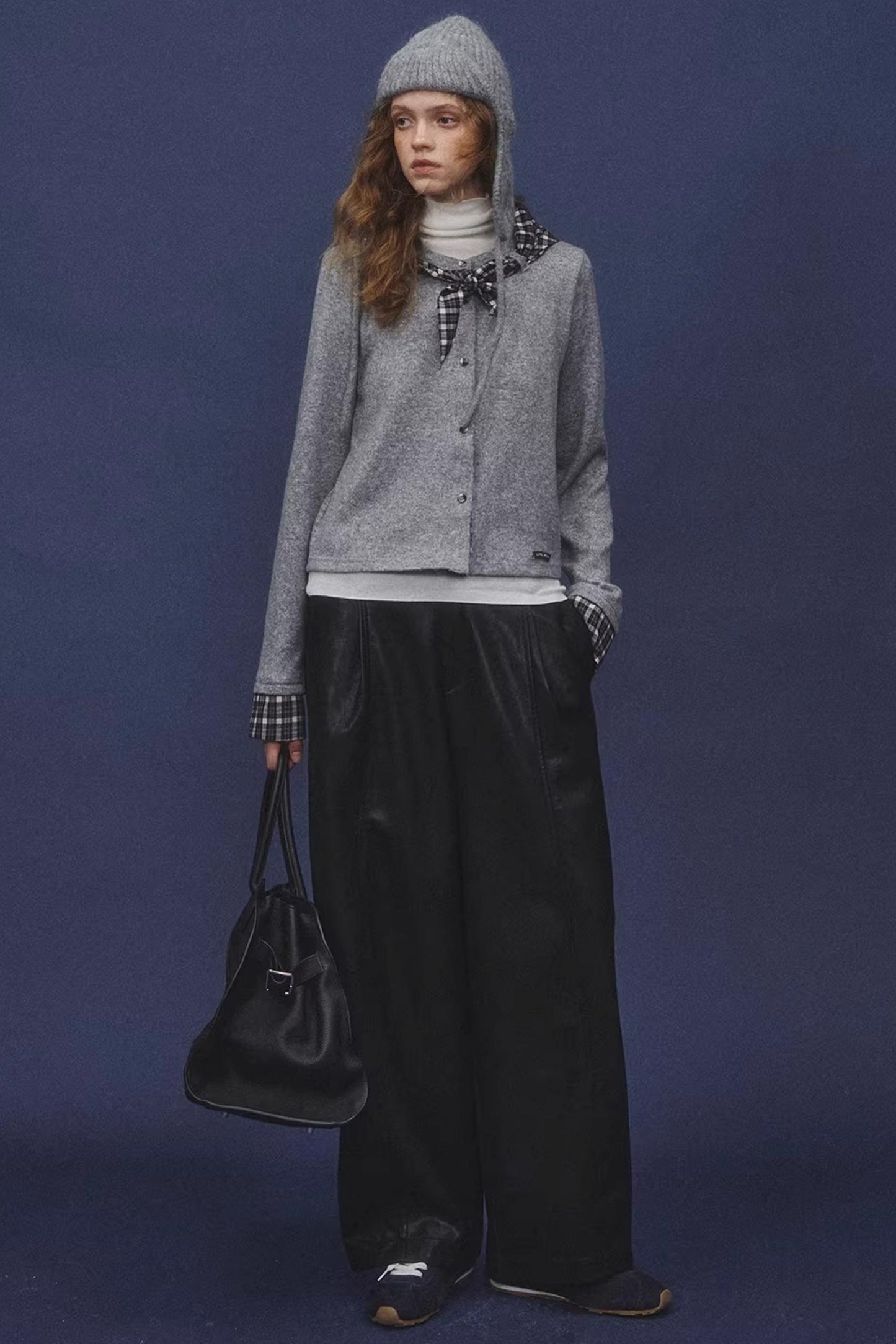 Wool Plaid Patchwork Cardigan