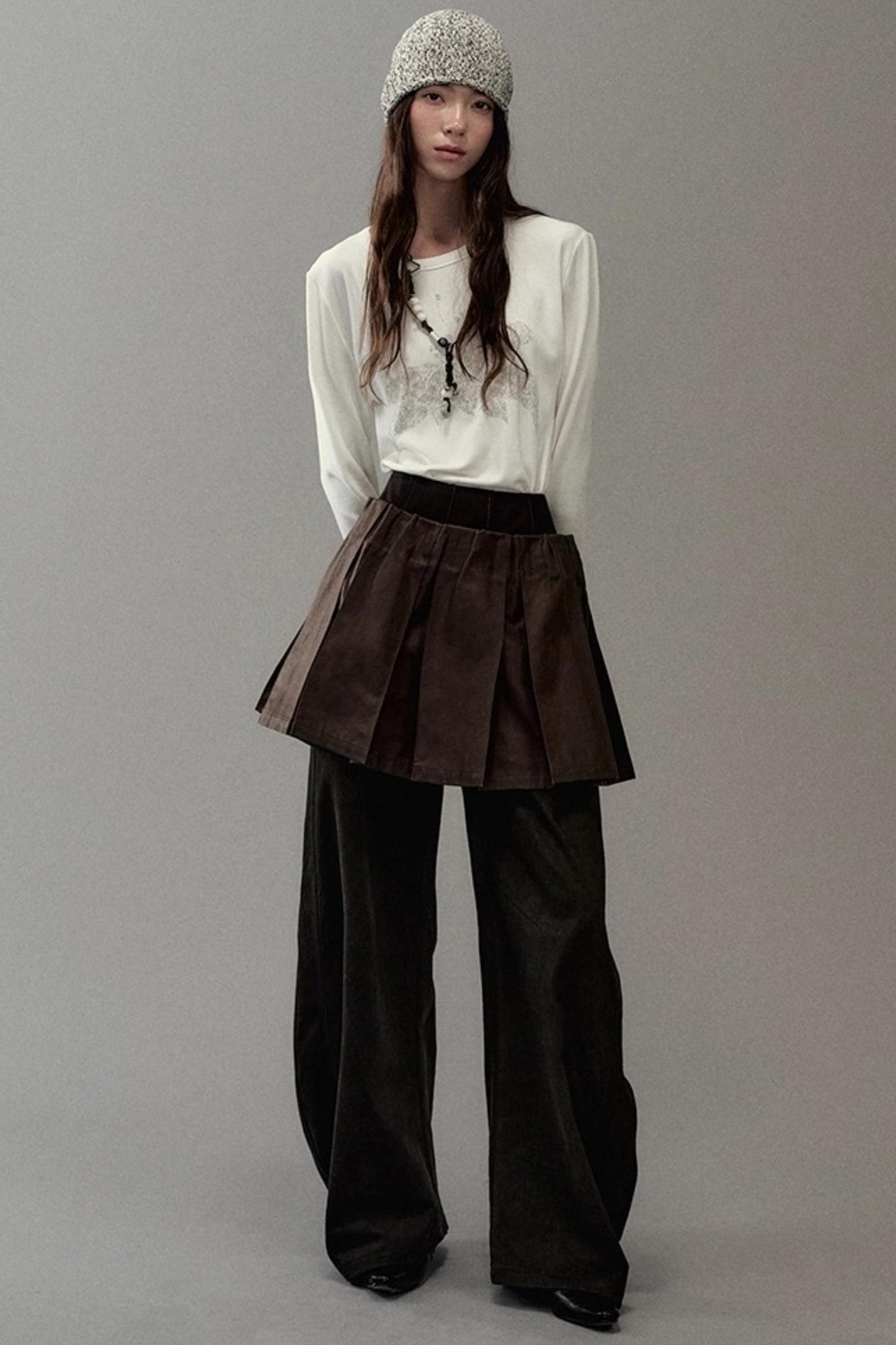 Genesis Pleated Leather Skirt