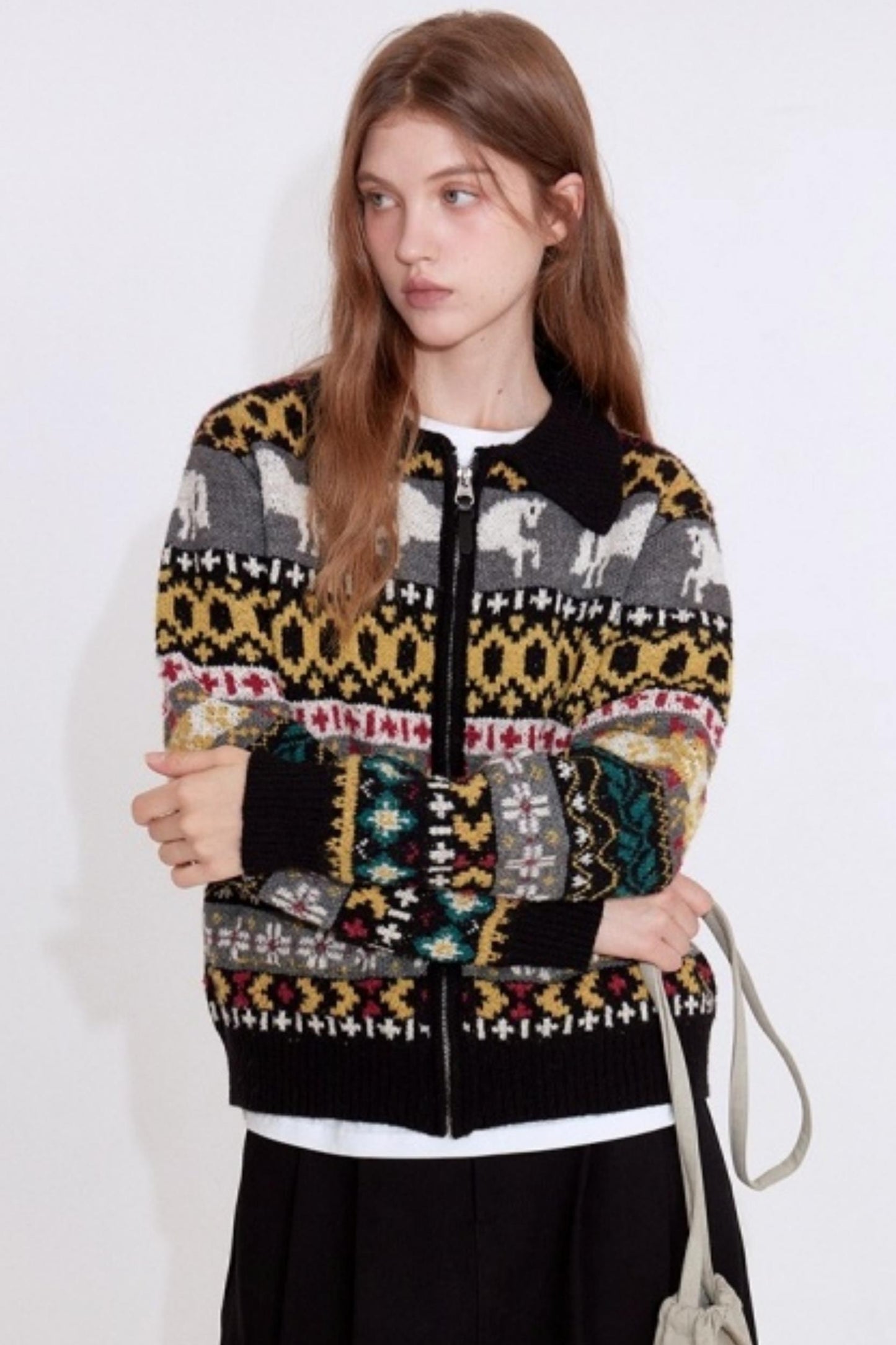 Textured Little Horse Cardigan