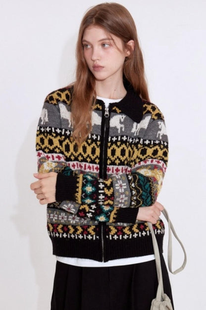 Textured Little Horse Cardigan