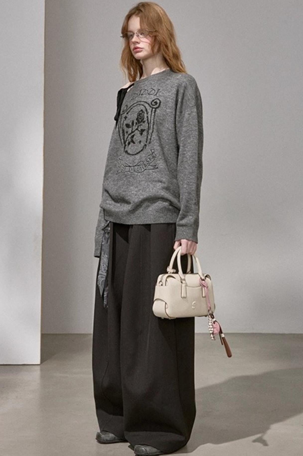 Button Pleated Winter Pants