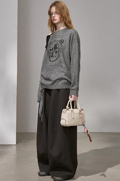 Button Pleated Winter Pants