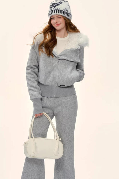 Retro Fleece-Lined Hooded Jacket Set-Up