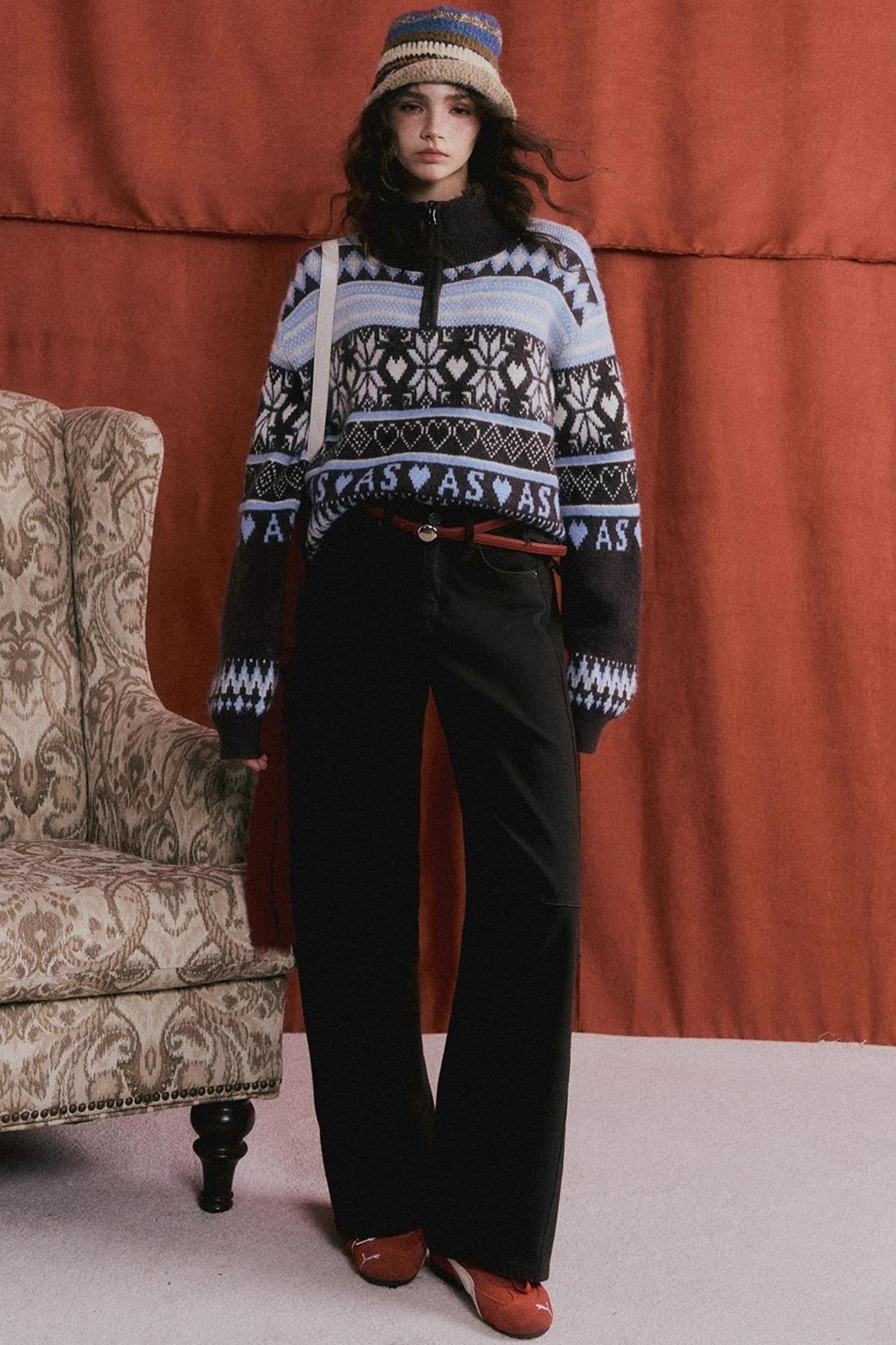 Fair Isle Knit Cardigan Set-Up