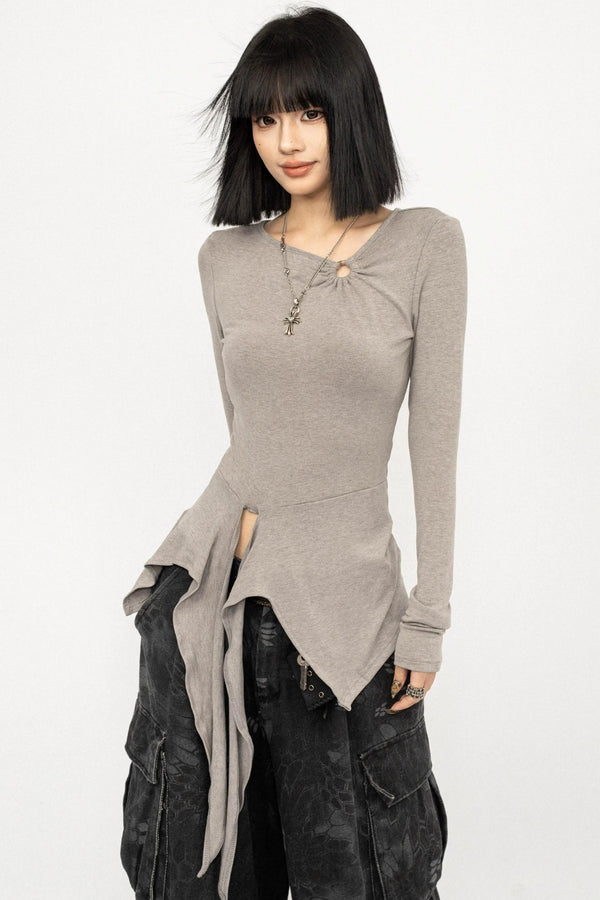 Twisted Tie Slim-Fit Blouse