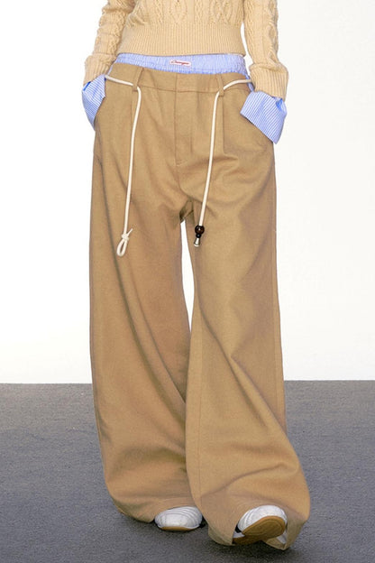 LOOSE WIDE-LEG CONTRAST SUIT PANTS