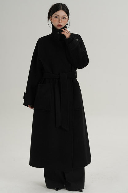 Stand-Up Wool Long Coat