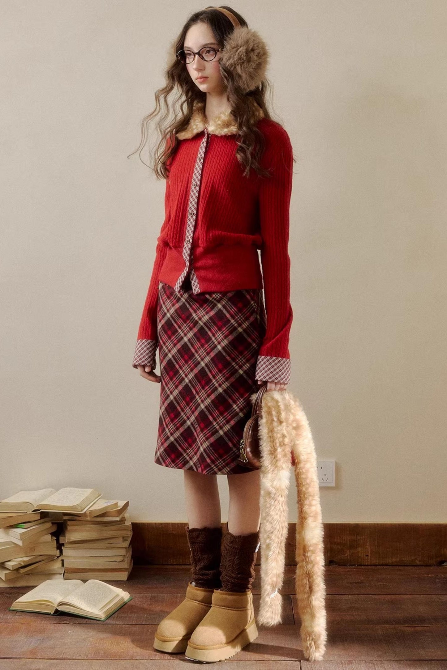 Rétro Reindeer À carreaux Pull