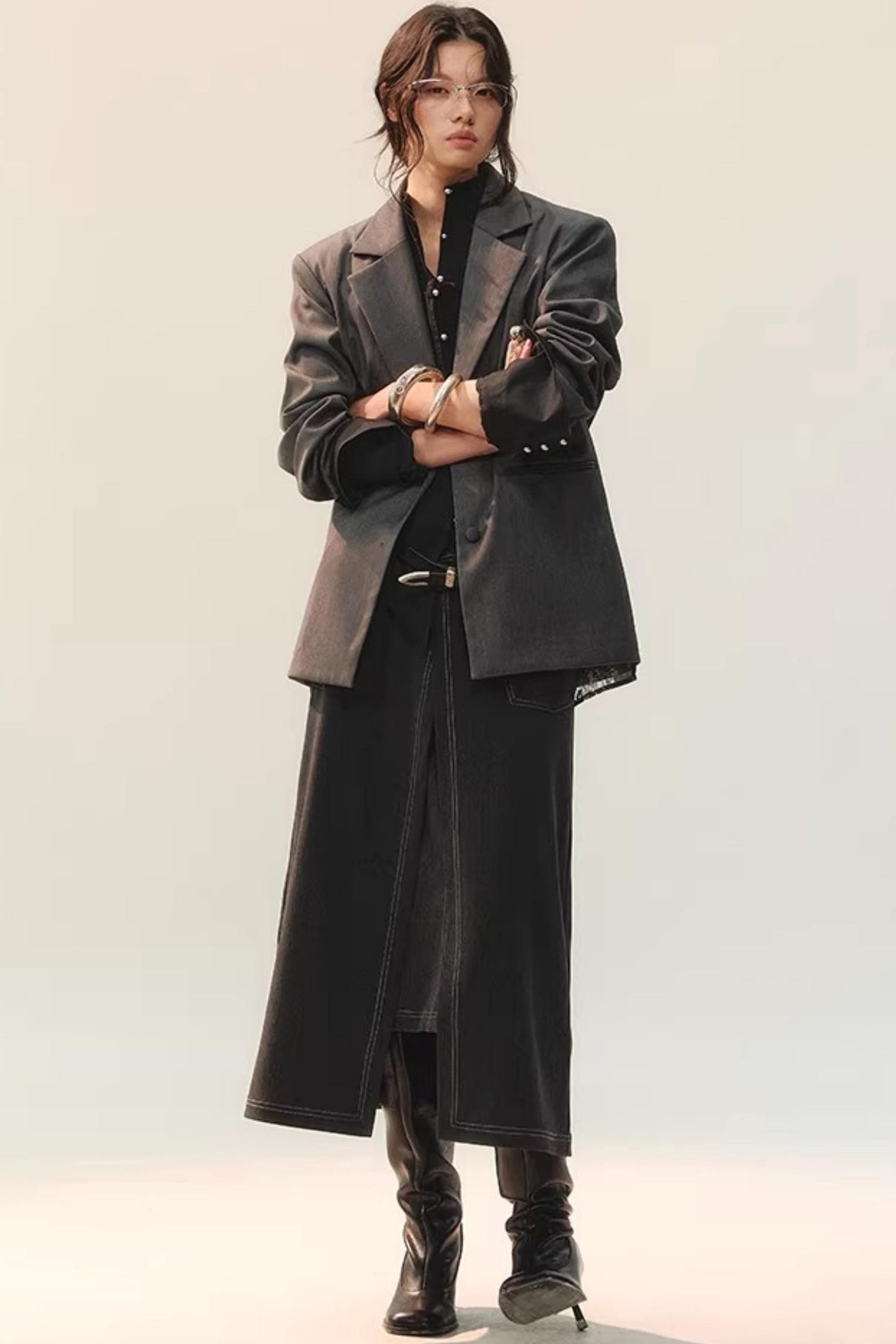 Contrasting Layered Half Skirt