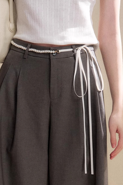 Tencel Wool Pearl Pleated Pants