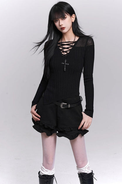 Unique Black Knit Top