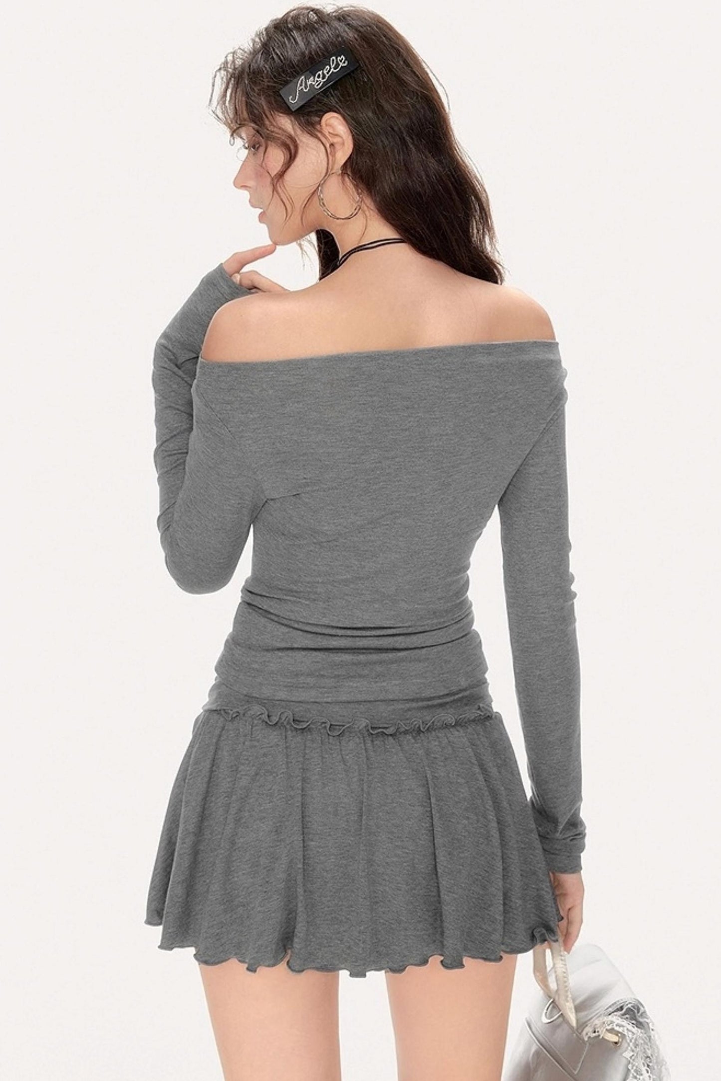 Gentle Embroidered One-Shoulder Top Skirt Set