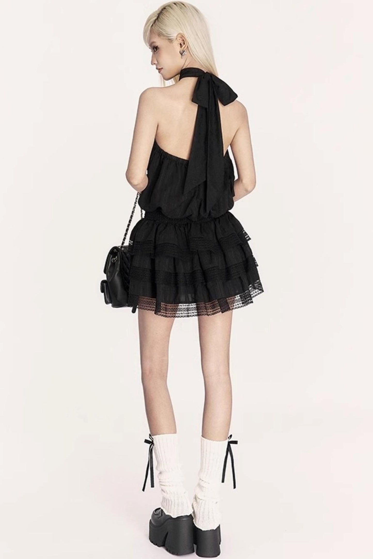 Backless Striped Bow Dress