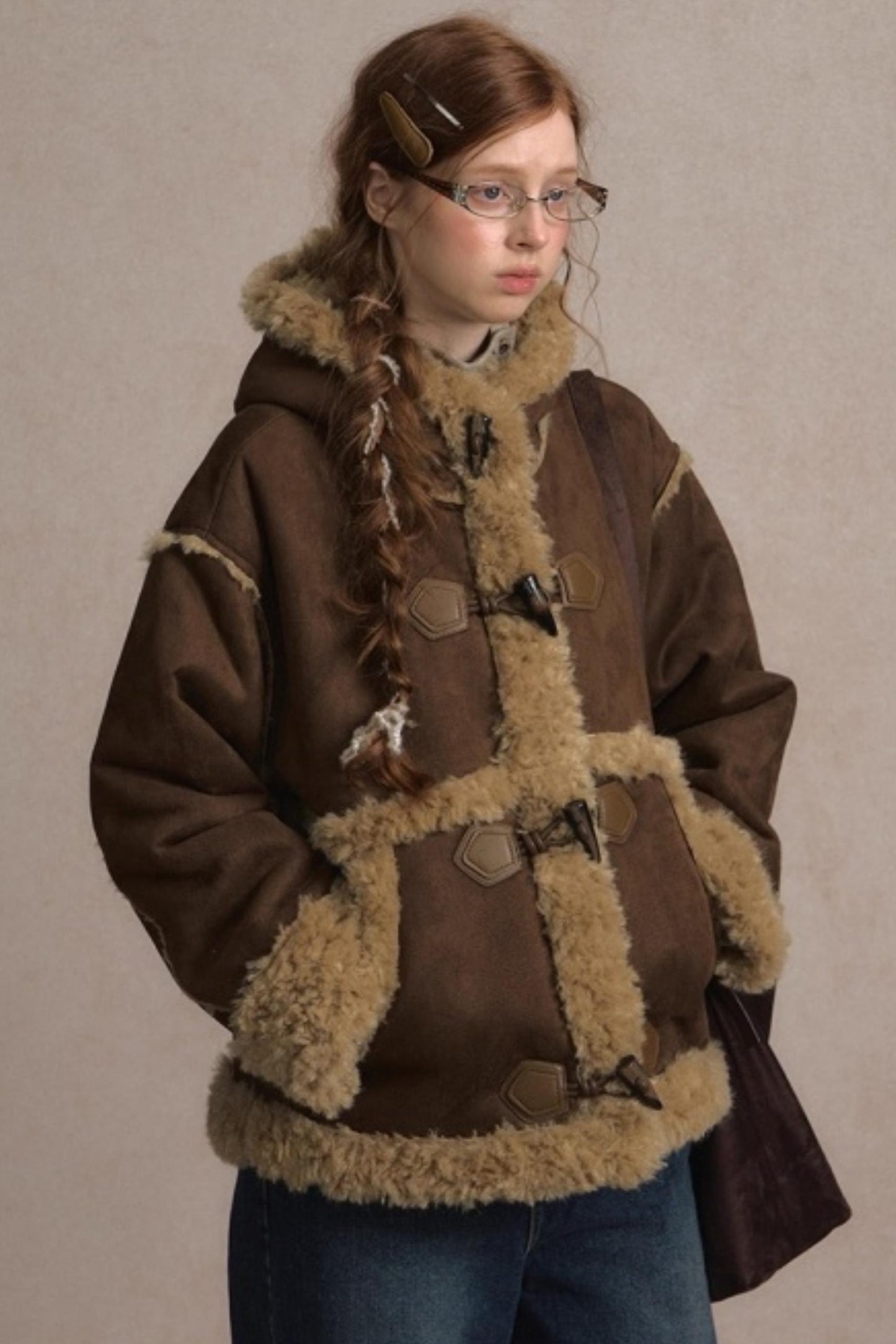 Vintage Horn Suede Hooded Jacket