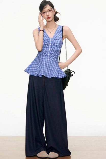 Chic V-Neck Vest Pants Set-Up