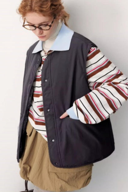 Reversible Plaid Down Vest