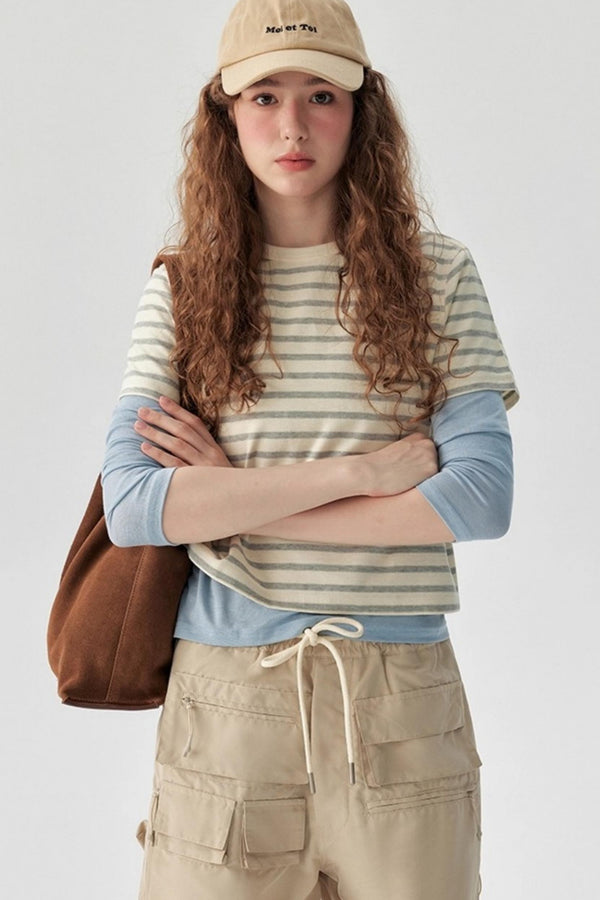 Matte Striped Cotton Top