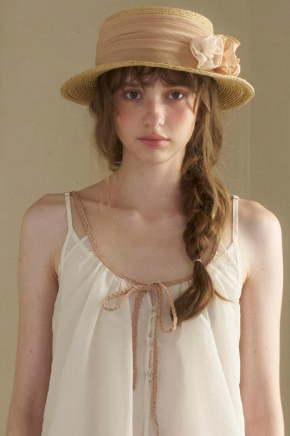 Vintage Flower Woven Raffia Sun Hat