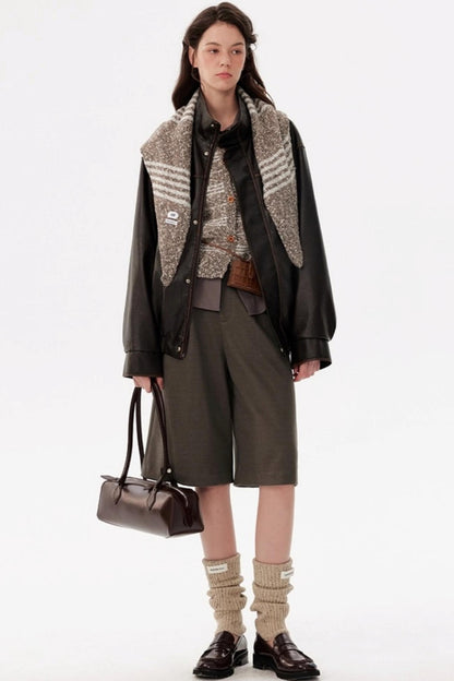 Casual Maillard Cropped Suit Pants