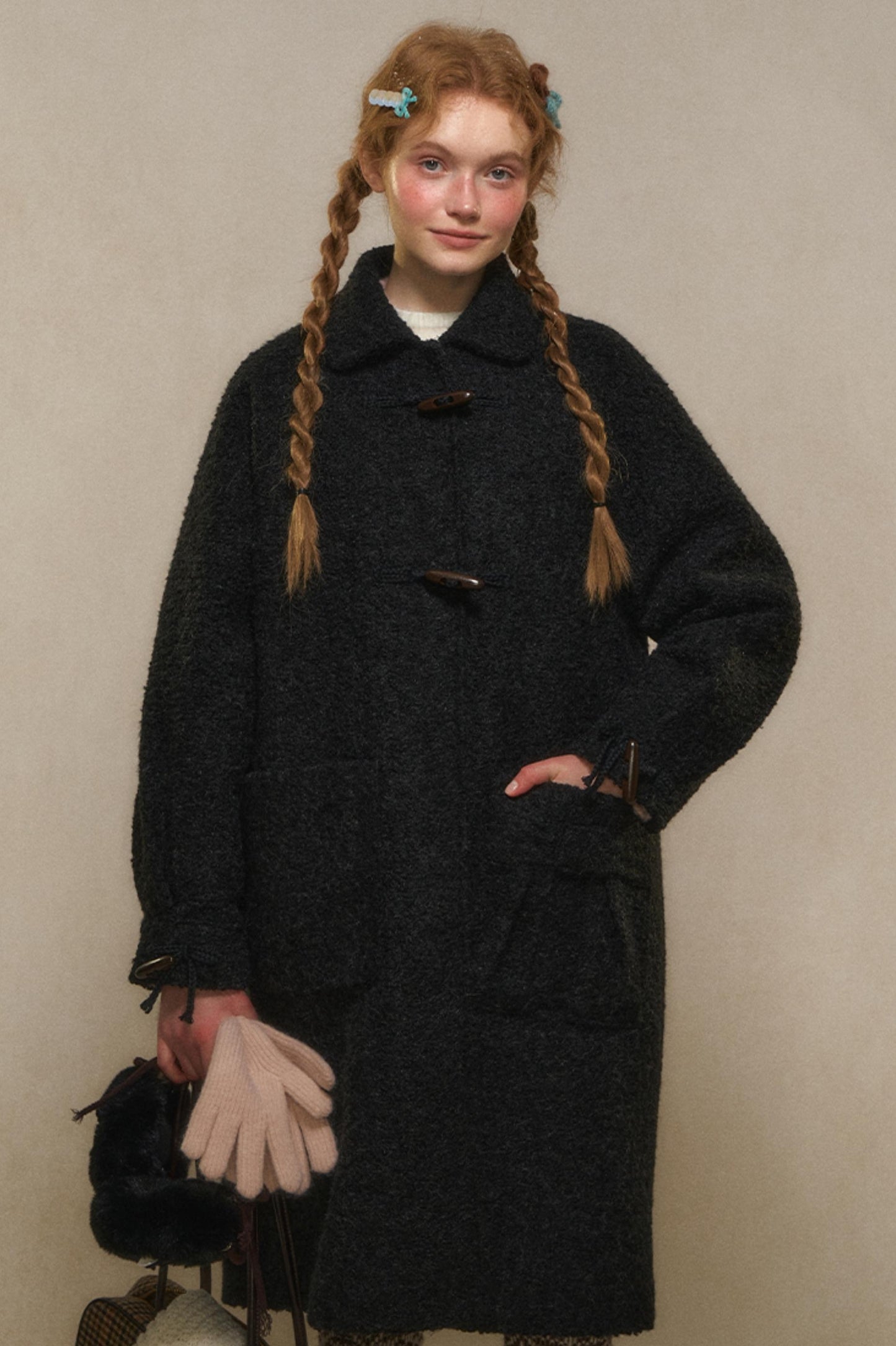 Women's Horn-Button Woolen Coat