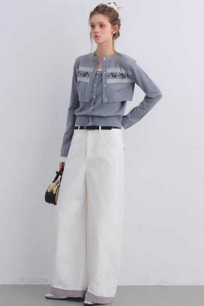 Gray Wool Cardigan Set
